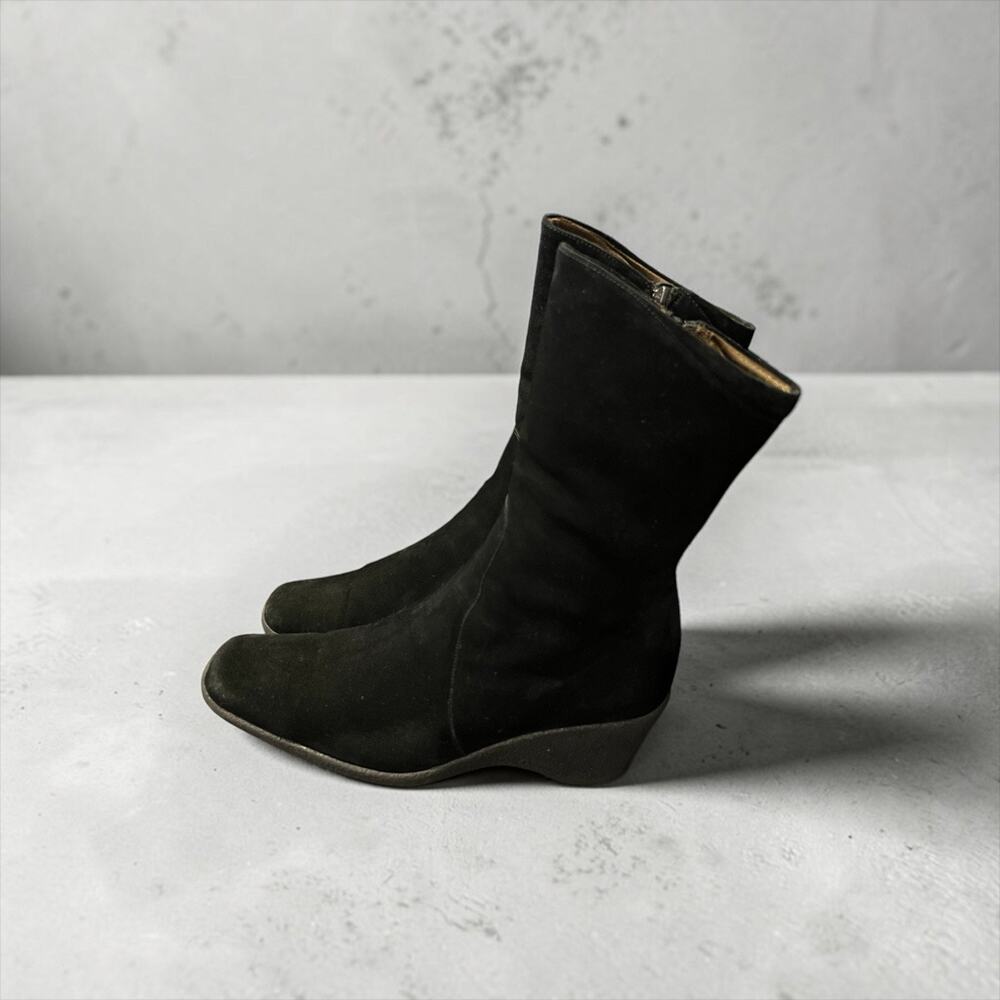 Aquatalia Black Suede Wedge Boots Women’s Size US 9.5